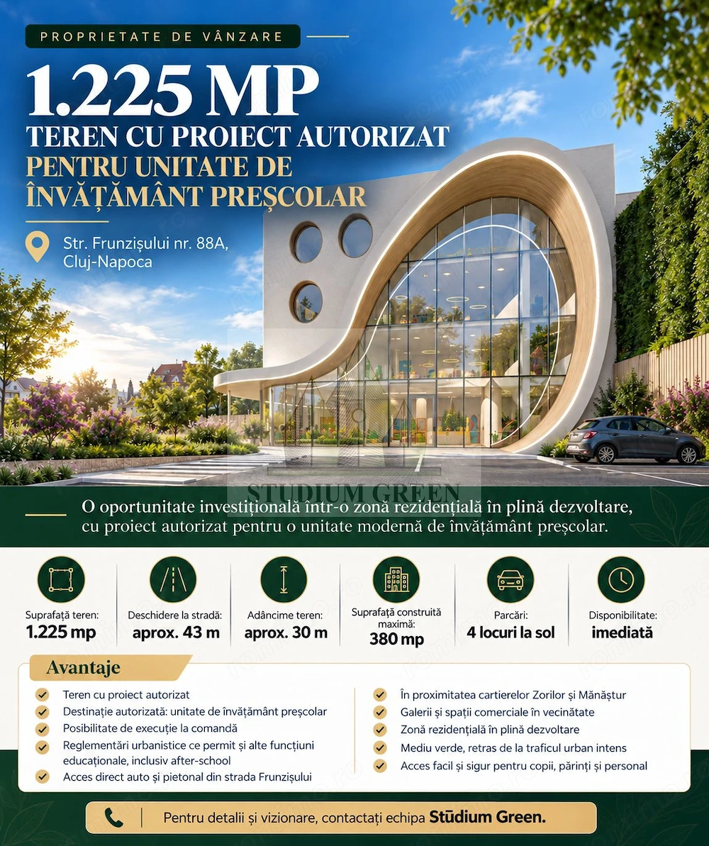 Vand teren 1225 mp langa WINGS cu proiect autorizat! comision 0!