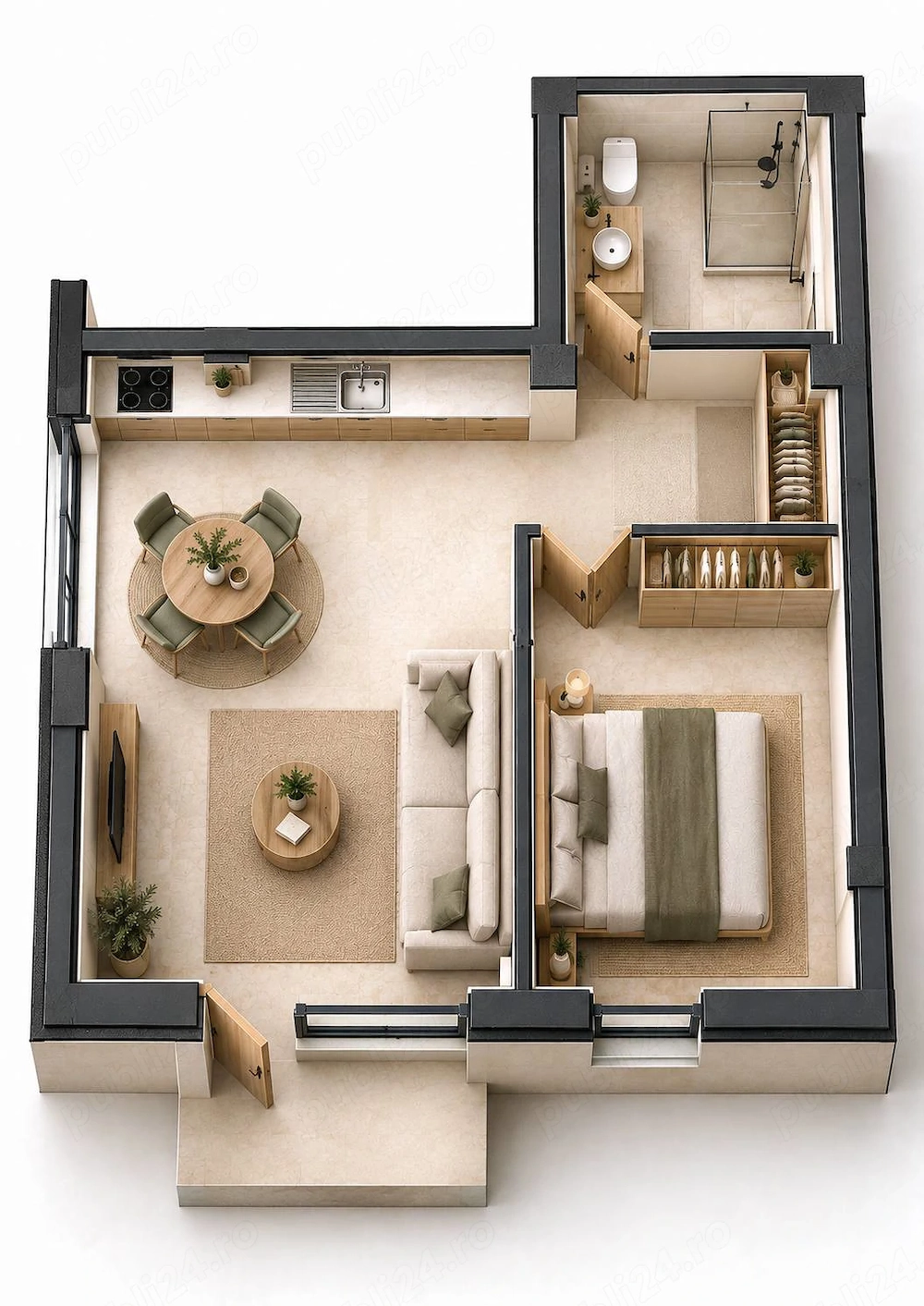 Apartament cu 2 camere, parter, Mosnita Noua