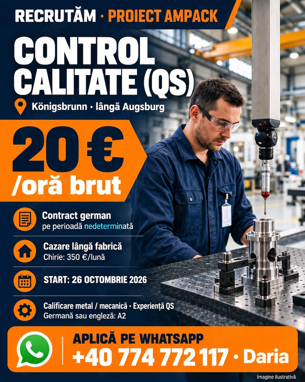 Control calitate (QS) în Germania, lângă Augsburg, 20   oră brut
