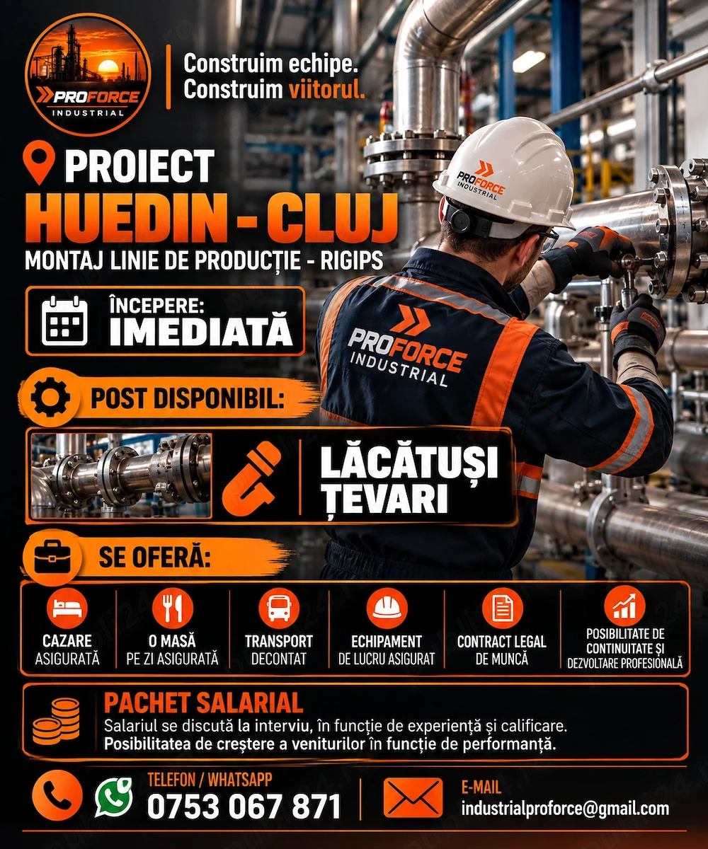 Proforce Industrual angajează lăcătuși tevari 