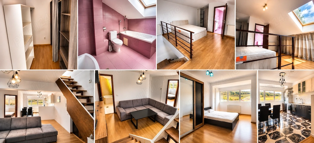 Inchiriez apartament 3 camere, 103mp, 2 niveluri, 2 bai, parcare privata pentru 2 masini   Floresti