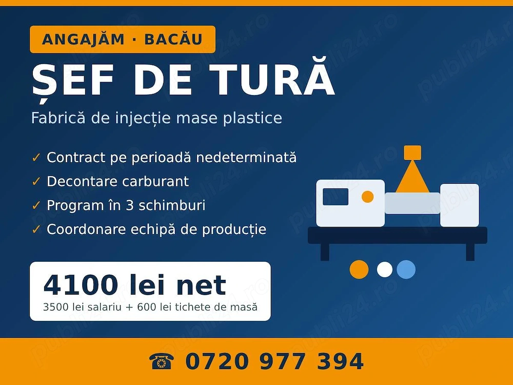 Sef de tura - fabrica injectie mase plastice Bacau