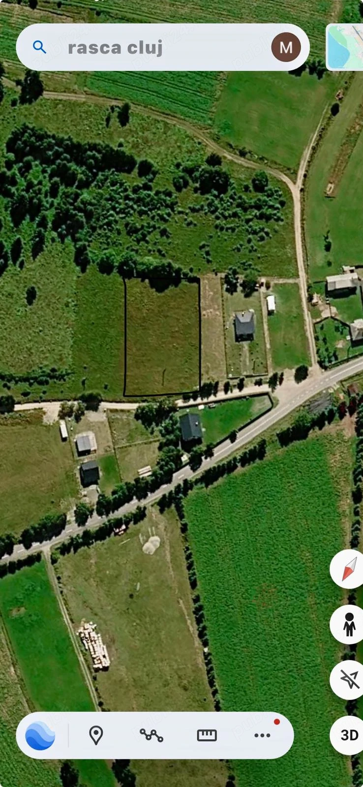 Teren 1.500 mp în Parcul Natural Apuseni, Rașca, front 24 m, drum în curs de asfaltare