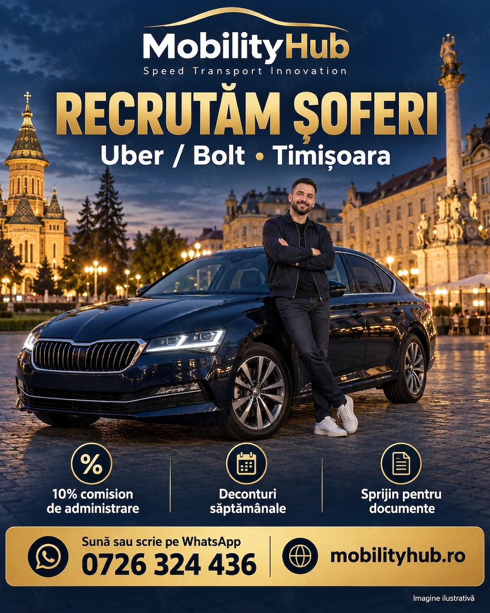 Recrutăm șoferi Uber Bolt în Timișoara | Comision 10%