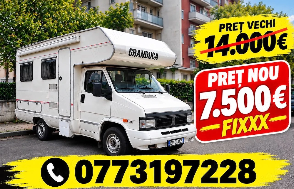 Autorulotă FIAT 1.9 Turbo Diesel + Cort Exterior inchis - 98000 KM Reali !! -Clima Stationare 