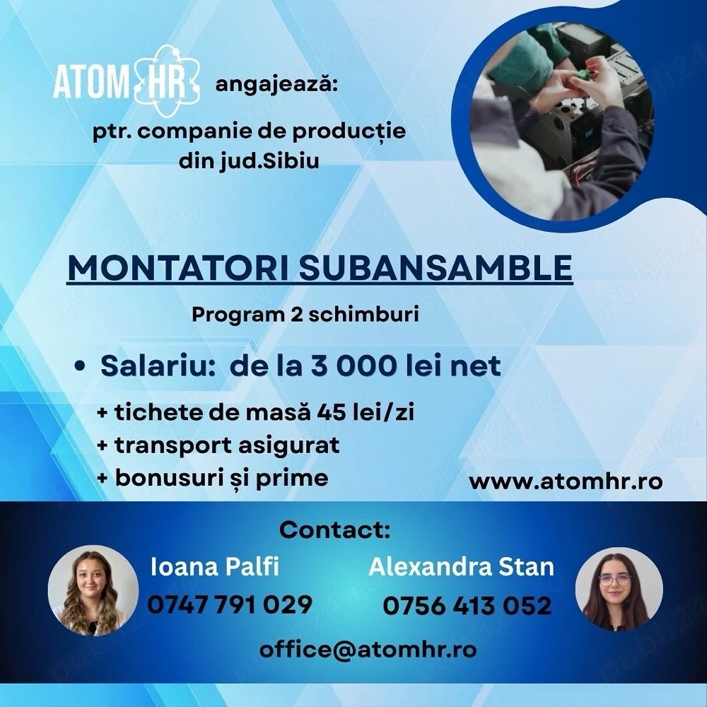 Atom HR angajează montatori subansamble