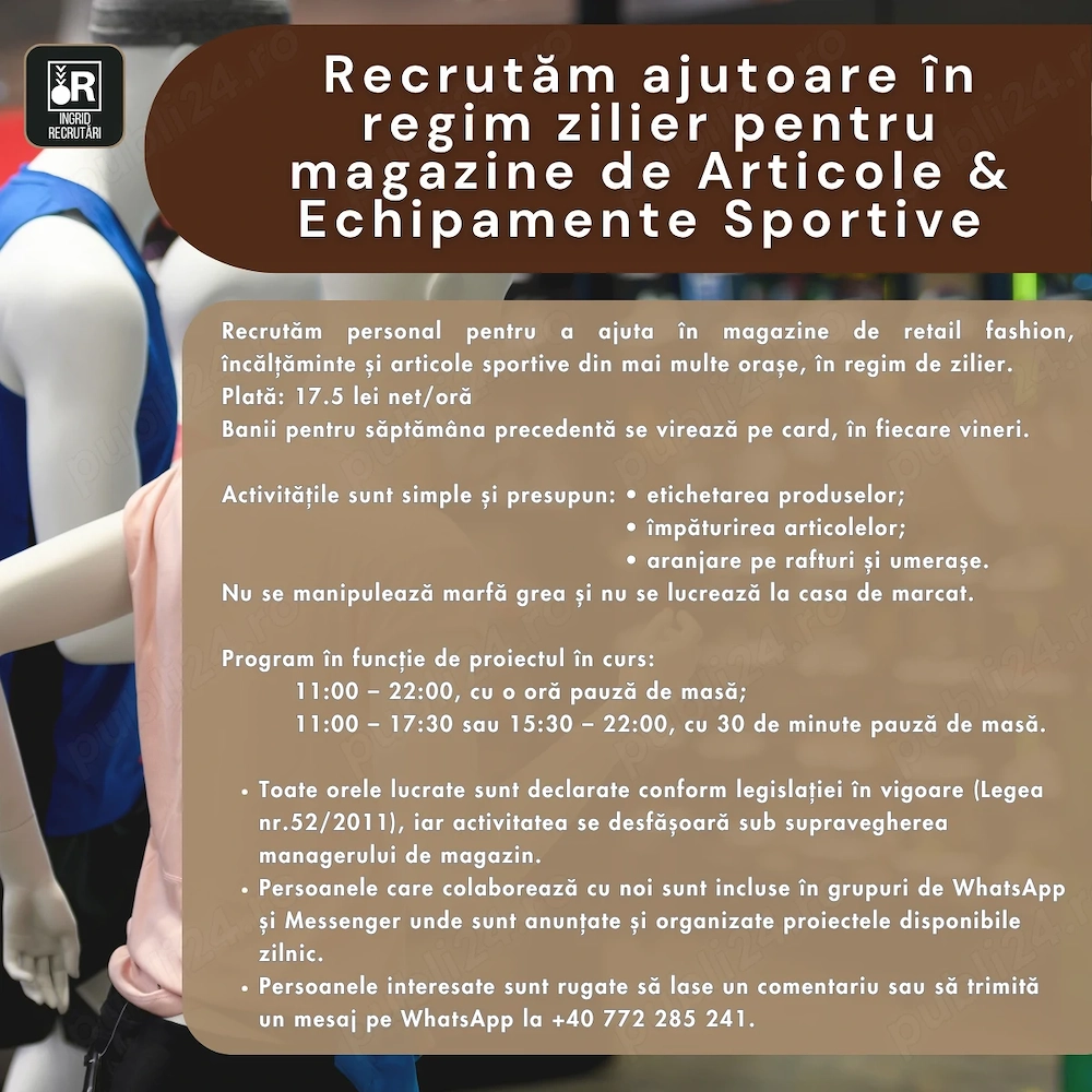 Mini JOB, locuri de muncă în proiecte flexibile și part time, regim zilier