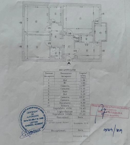 Apartament de vânzare cu 3 camere 78 mp decomandat strada Veteranilor etaj 2