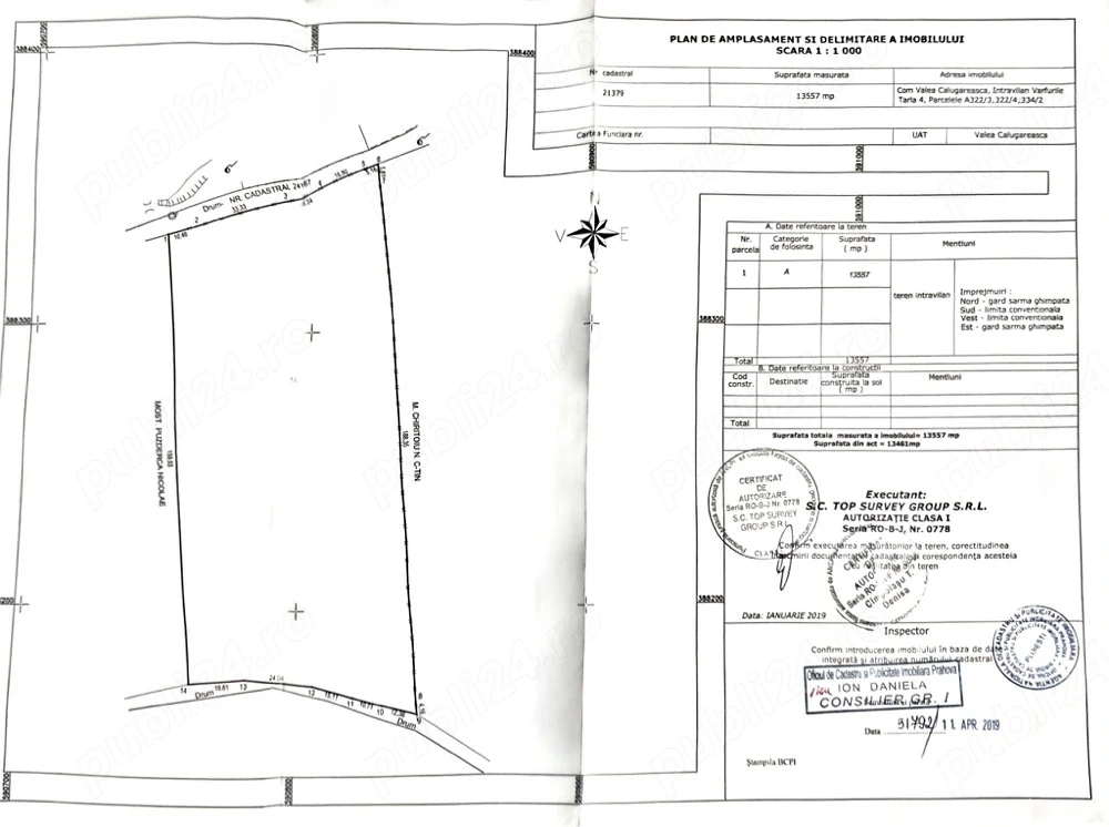Teren intravilan 13.500 mp | Valea Călugărească   Zona Vârfuri | Utilități disponibile