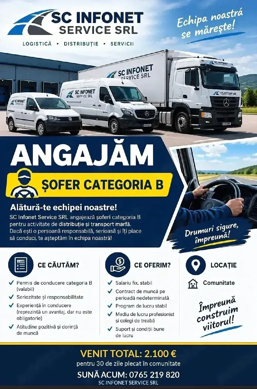 Angajam conducator auto 2.4 T 
