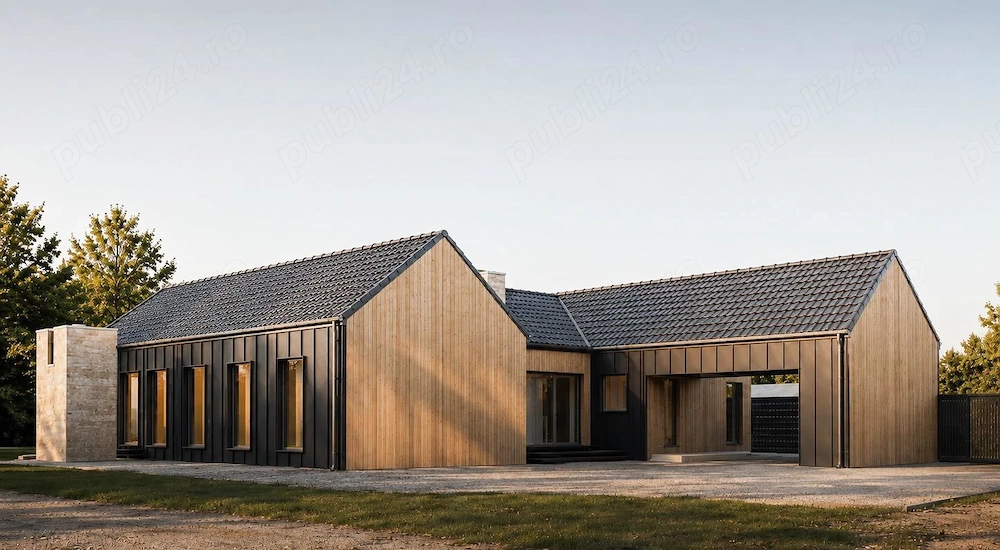 Casa individuala superba, cu arhitectura scandinava, moderna - langa padure, teren generos