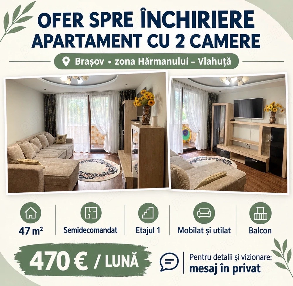 Inchiriez apartament cu doua camere