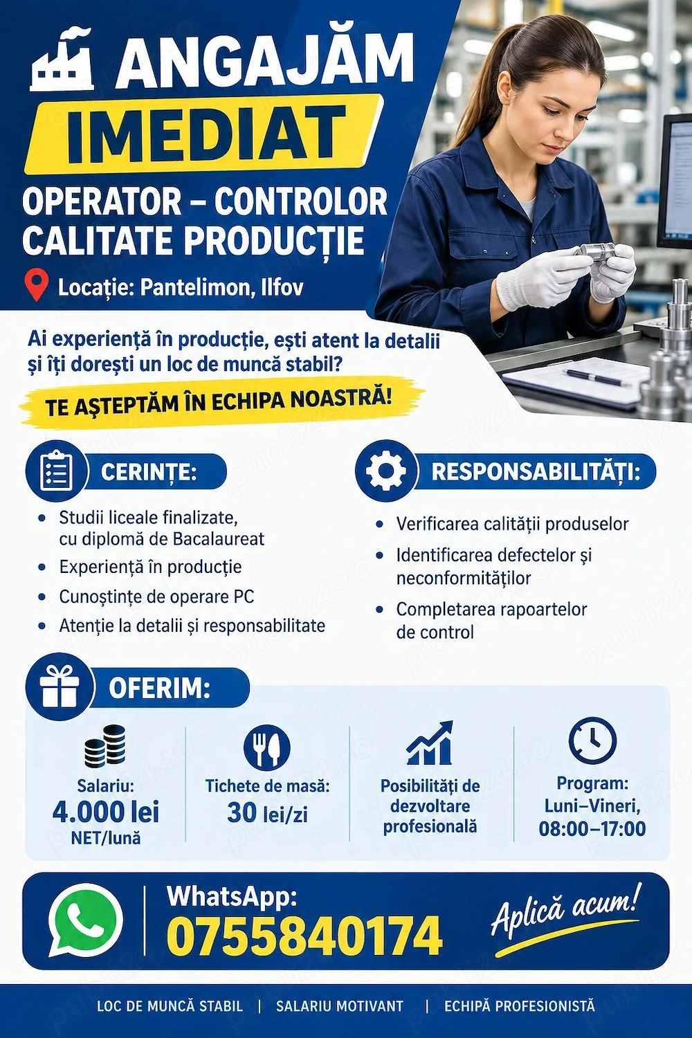 Operator Controlor Pantelimon