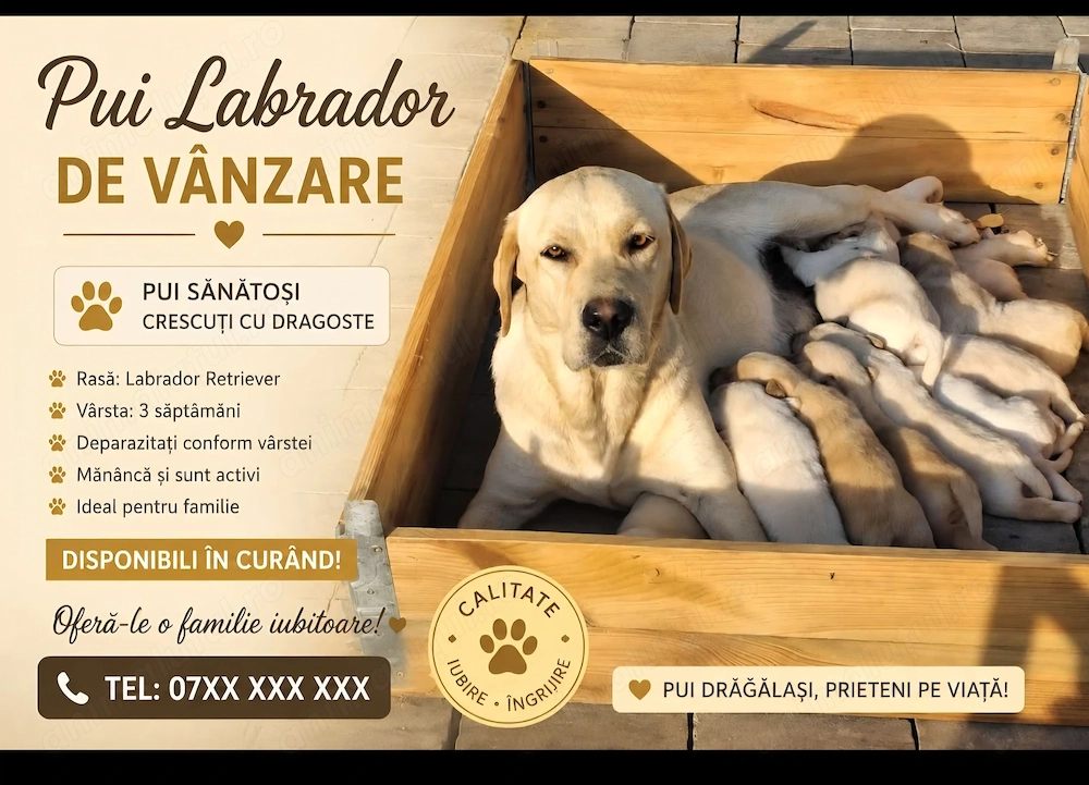 Pui de Labradori Retriever,este un prieten loial pe viată ,făcuți pentru o dragoste necondiționată