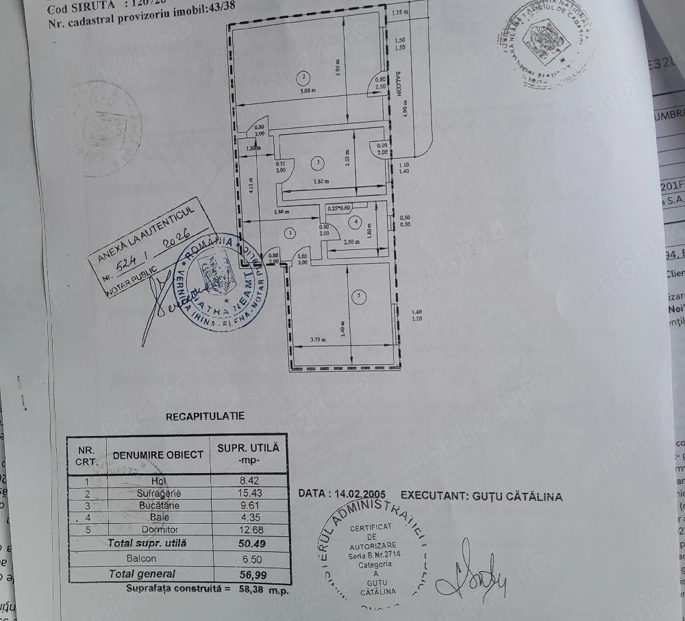 Apartament 2 camere 57 mp