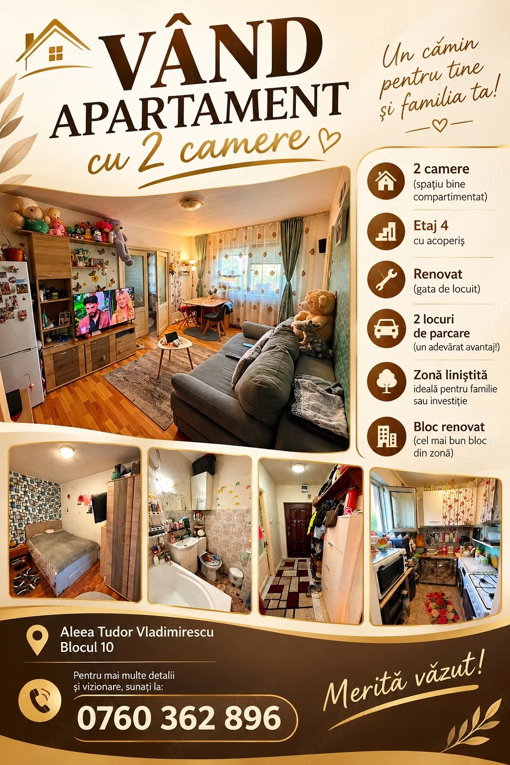 Vând apartament cu 2 camere