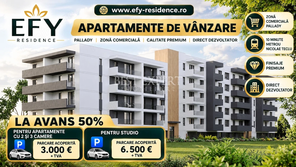 3 Camere Spațios | Parcare Acoperită Inclusă | Avans 50% | Comision 0%