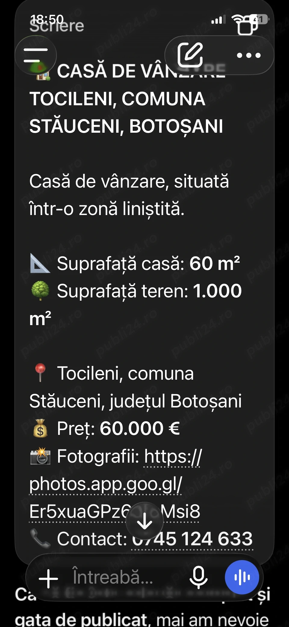 Vând casă Tocileni