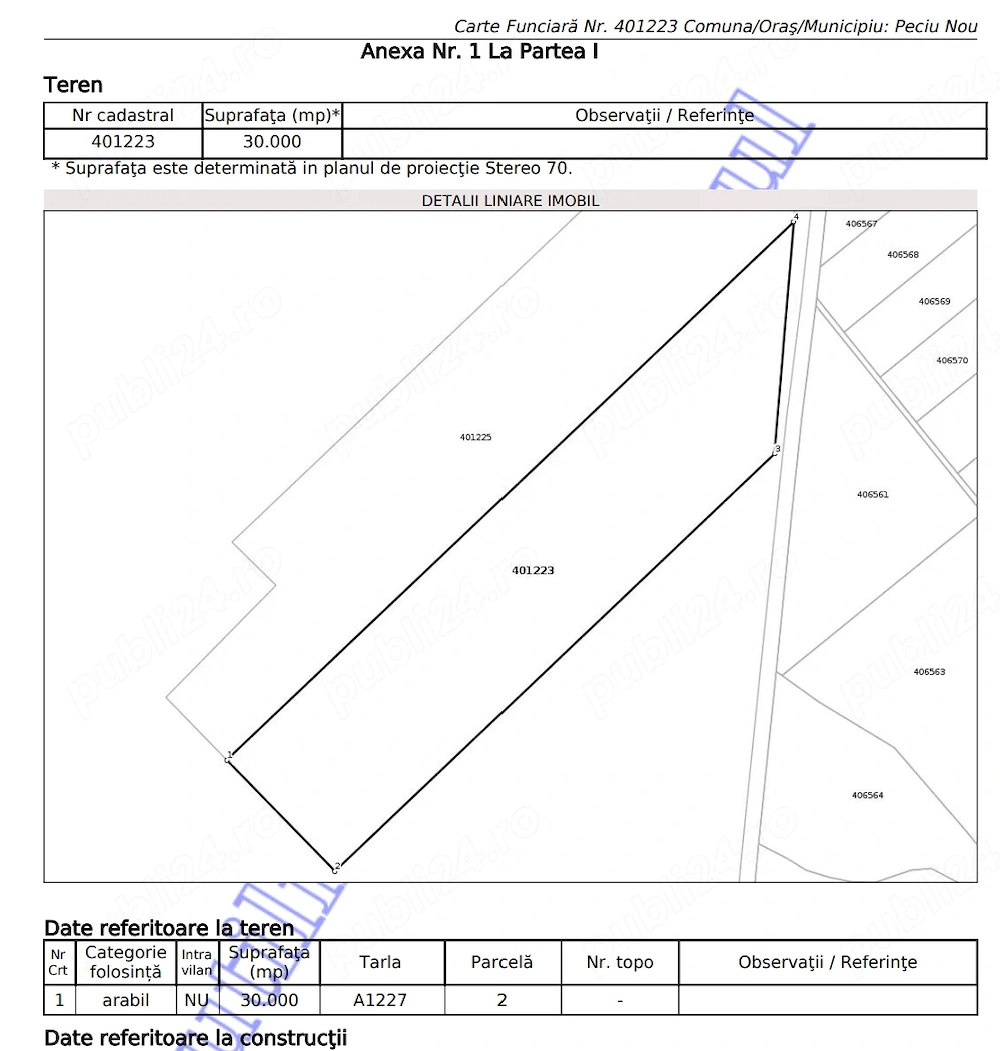 Vand 6.46 ha teren arabil Peciu Nou