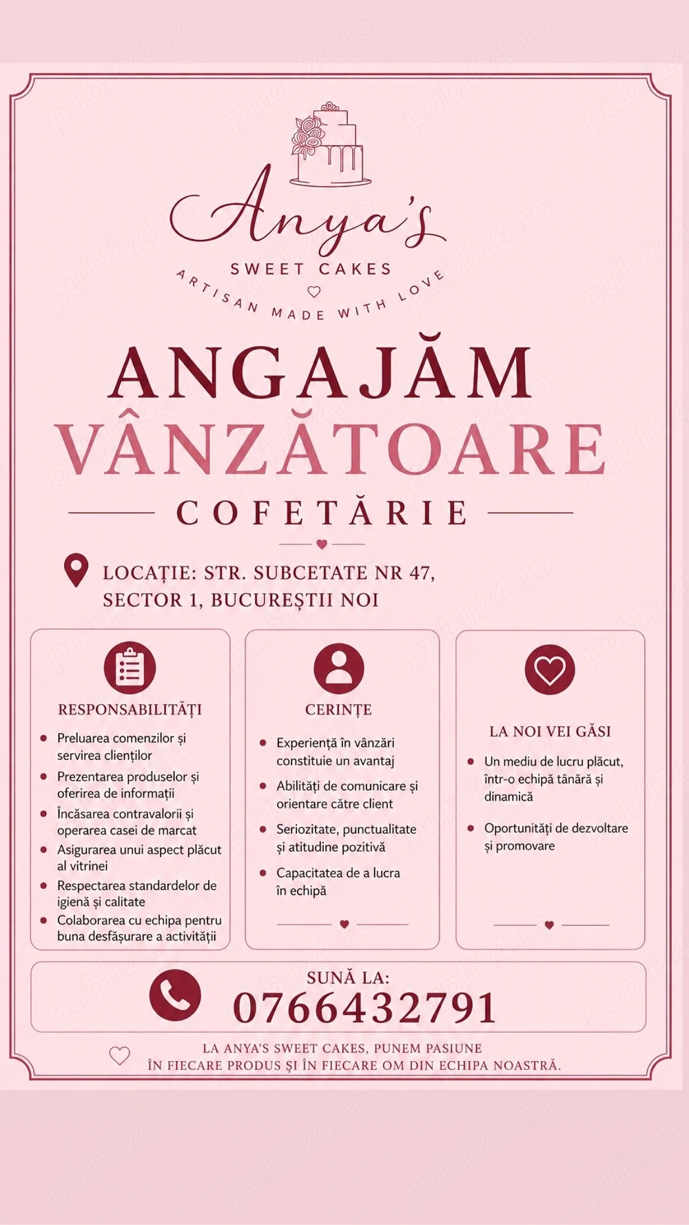 Angajam Vanzatoare Cofetarie