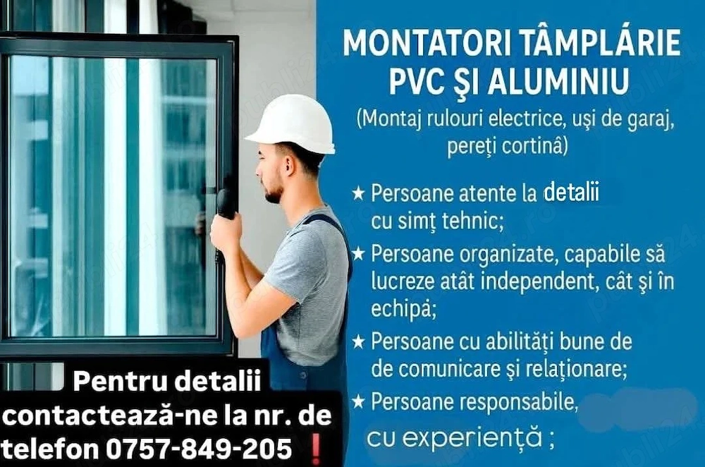 ANGAJAM  montatori tamplarie PVC  ALUMINIU.