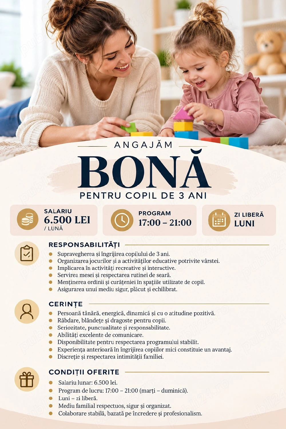 Angajam bona in familie 