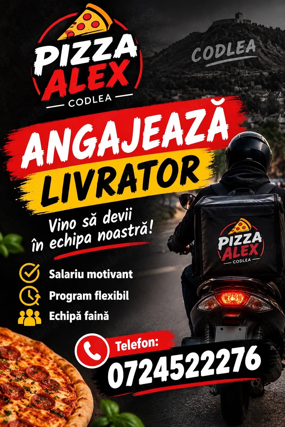 Pizza Alex Codlea angajeaza livrator