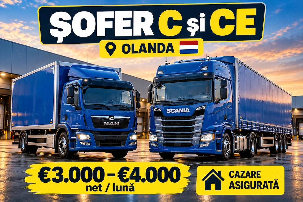 Soferi C CE Olanda 3.000 4.000   NET Cazare asigurata