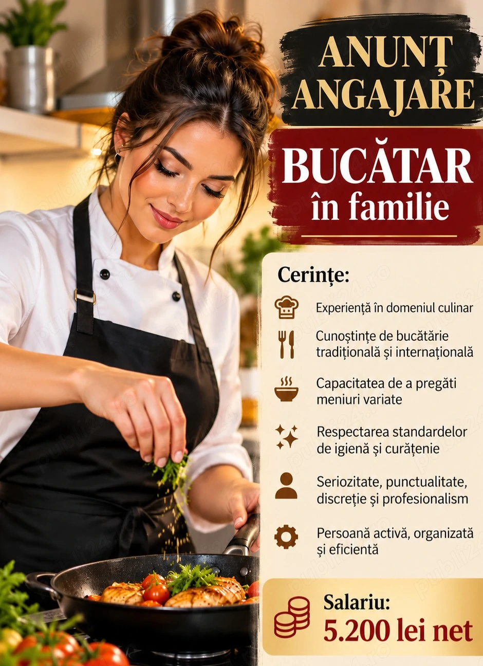 Angajare bucatar in familie 