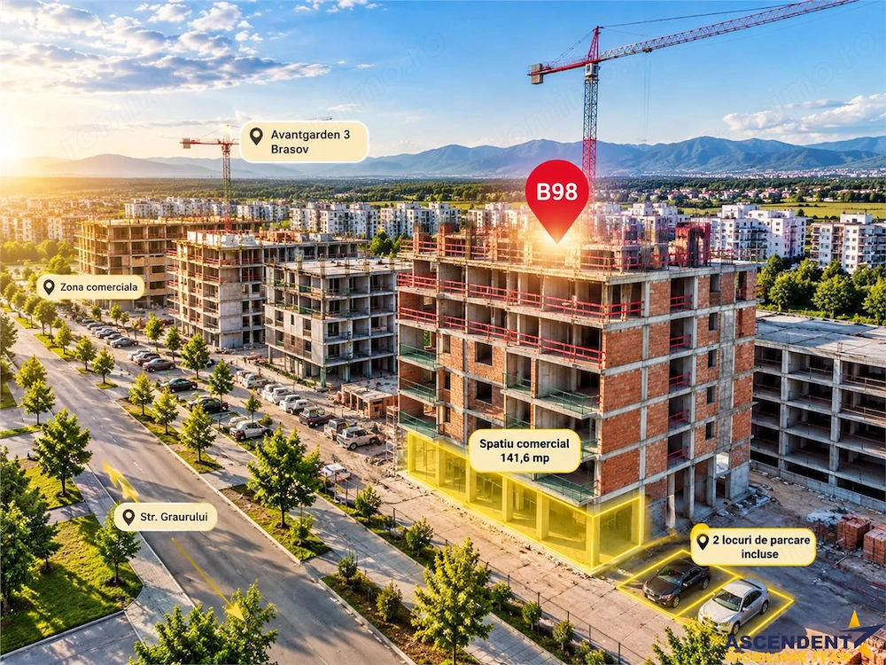 Spatiu Comercial 142 mp, 2 parcari, potential flexibil de valorificare: Brasov Avantgarden 3