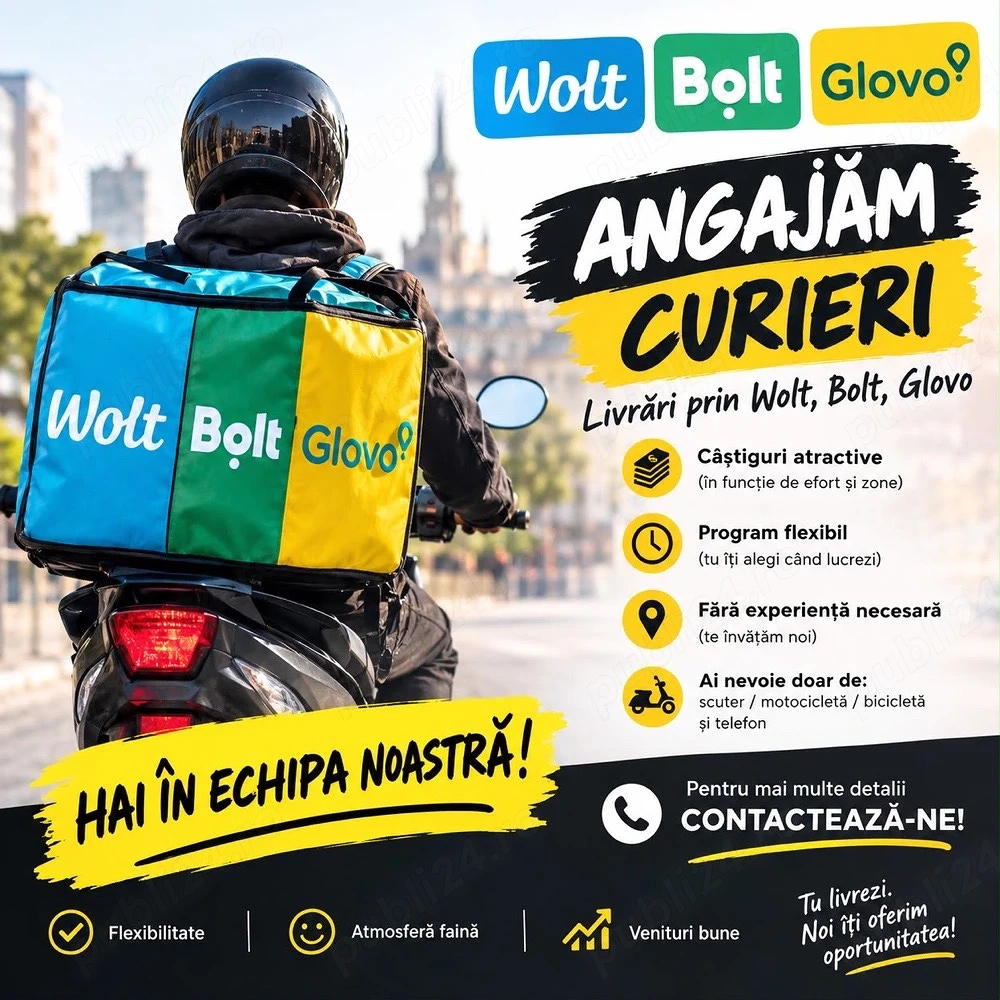 Cautam livratori Wolt Glovo Bolt 