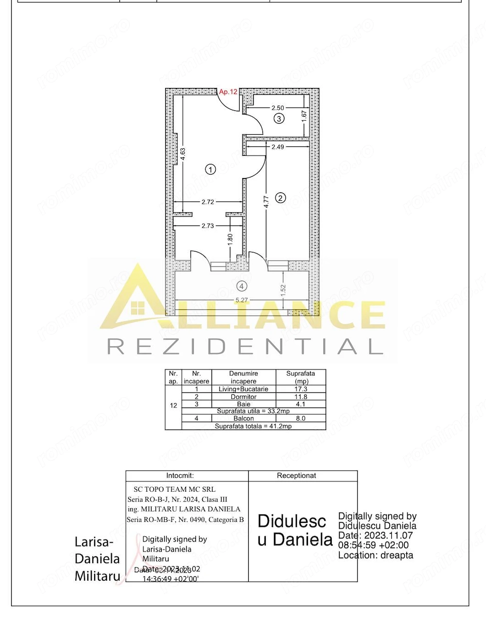 Apartament 2 camere tip studio