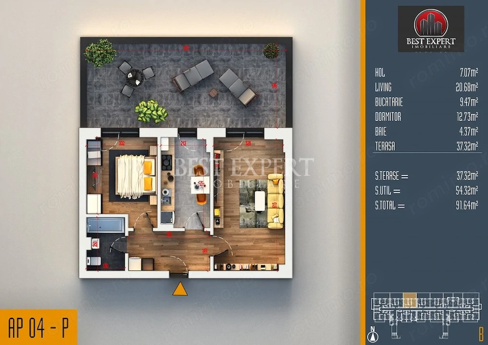 2 Camere Decomandat | Terasă 37 mp | 91 mp Total | Direct Dezvoltator| Avans 20%
