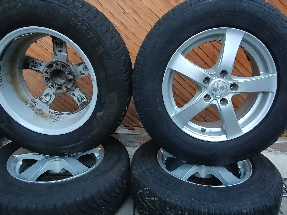 Vând set complet jante aliaj DEZENT cu anvelope de iarnă 215/70R16 