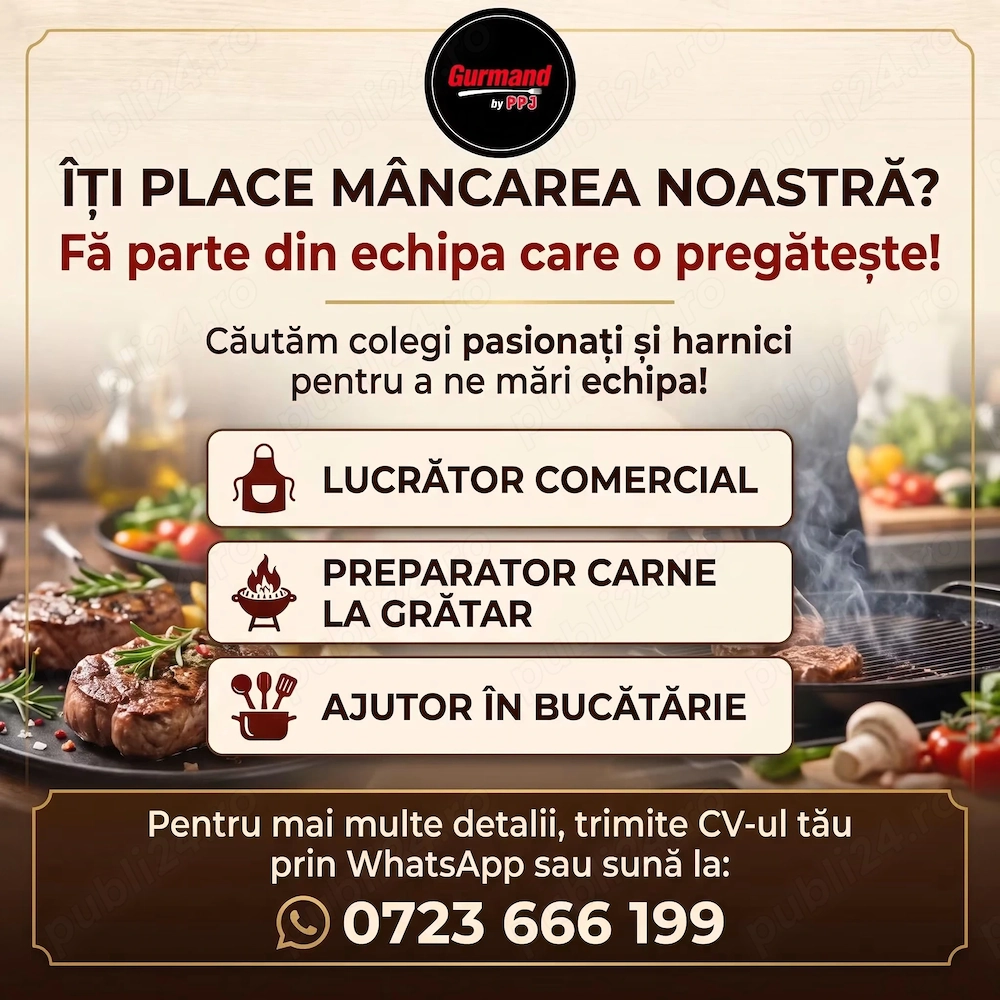 La Gurmand by PPJ ne mărim echipă și angajăm!