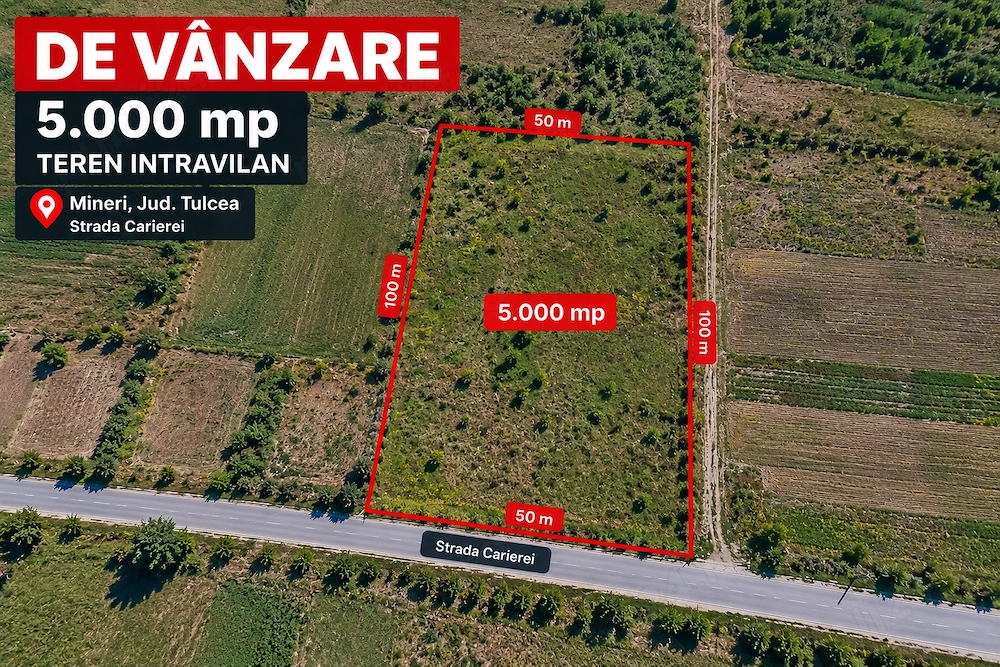Teren intravilan 5.000 mp   Mineri, Strada Carierei, Tulcea
