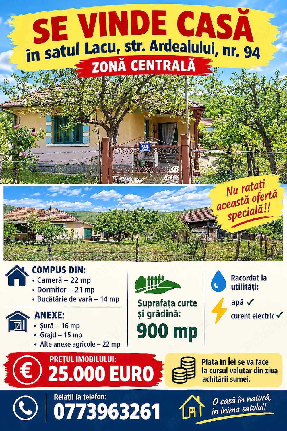 Casă de vânzare în  satul Lacu