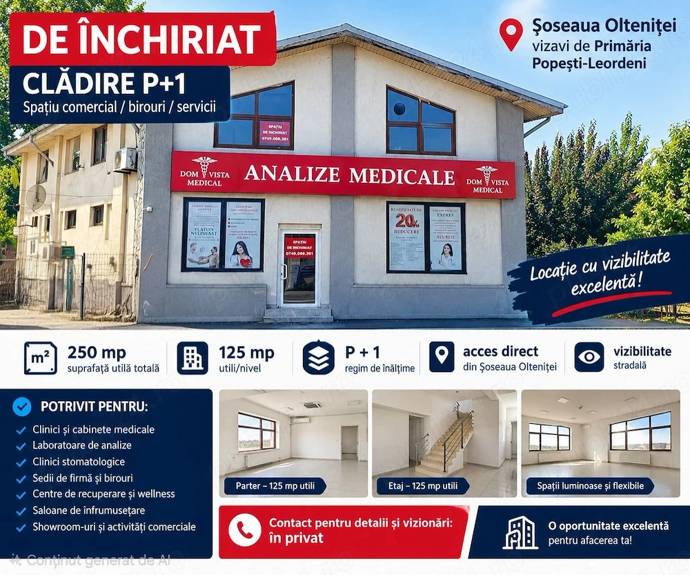 Cladire P+1, 250mp utili, Sos.Oltenitei - DE INCHIRIAT