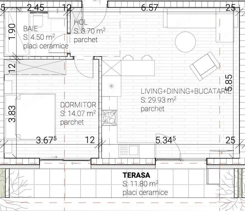 Apartament 2 camere | 52 mp utili + terasă 11,8 mp | Marăști – Pod IRA