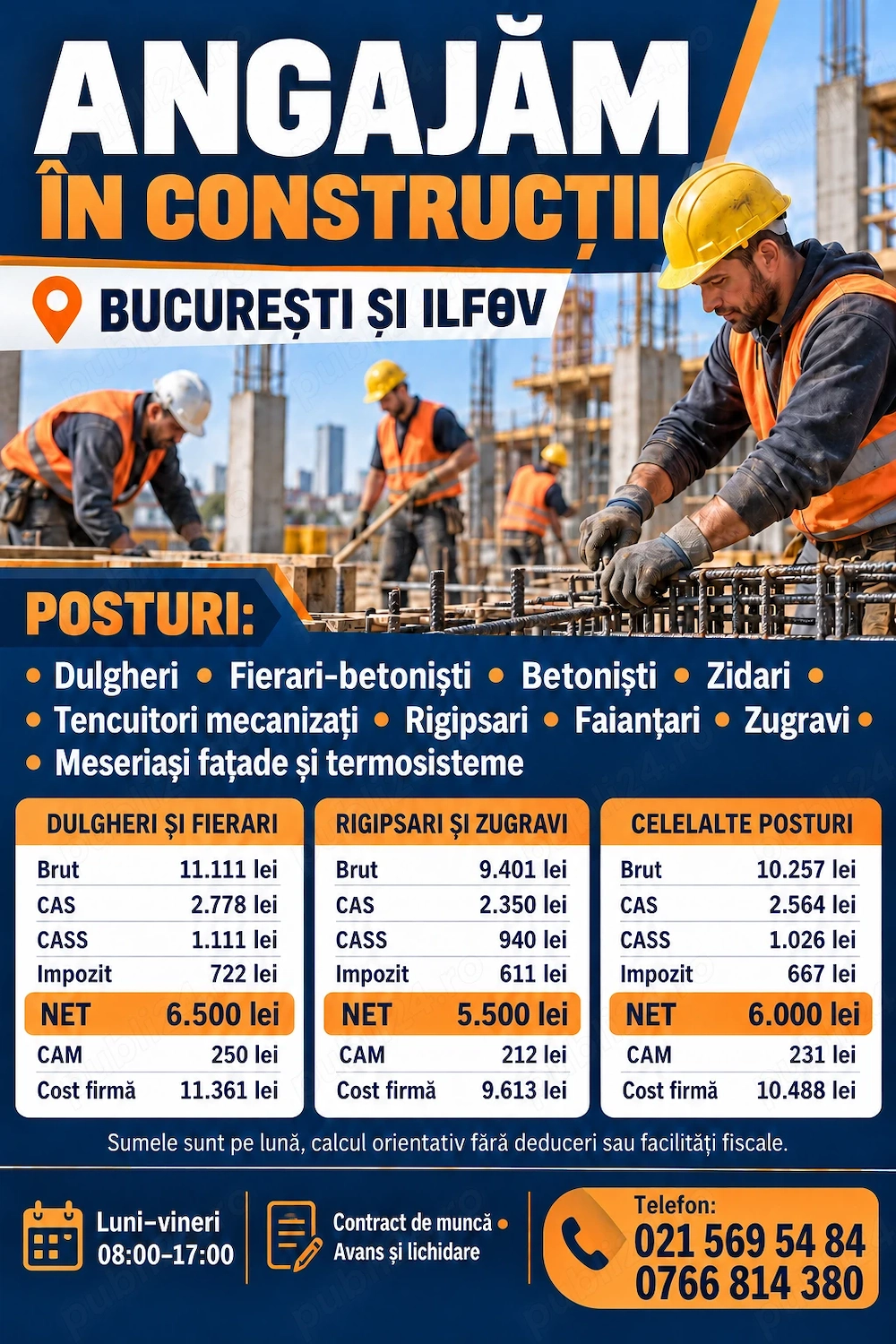 Angajăm muncitori în construcții!