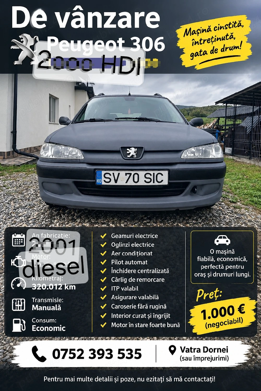 PEUGEOT 306 brek 2000 hdi diesel 1.000   