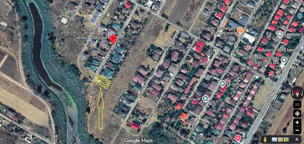 Teren intravilan construibil   520 mp, pe malul lacului Vadu lui Moș, Berceni, Ilfov