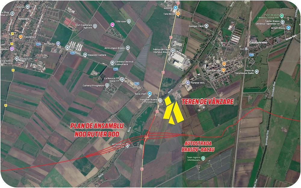 DIRECT PROPRIETAR | 11,26 ha Brașov | viitorul nod A13 DN13 | 24 EURO mp