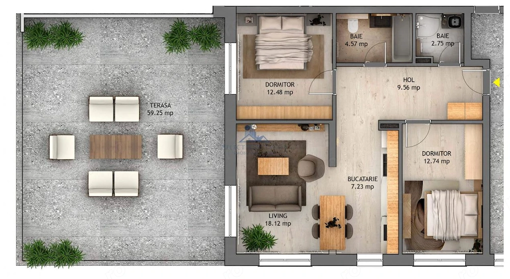Penthouse 3 camere \ terasa 59,25 mp \ Sibiu - Selimbar
