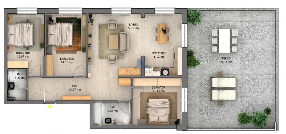 Penthouse 4 camere \ terasa 58,66 mp \ Sibiu - Selimbar
