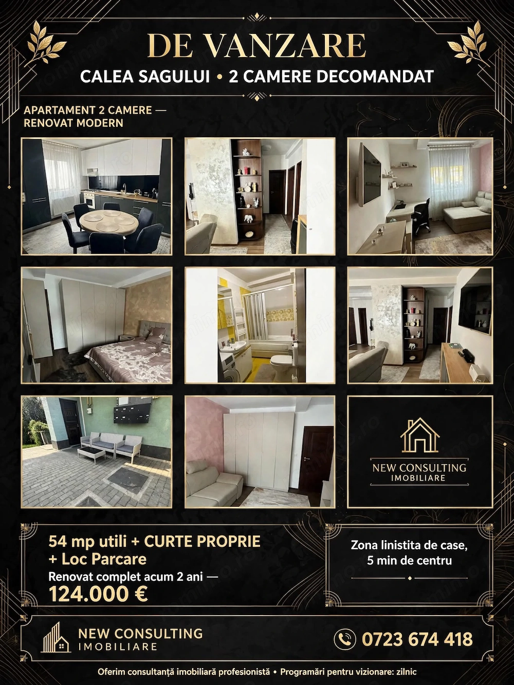 Apartament cu 2 camere DECOMANDAT, CURTE PROPRIE + Parcare, Calea Șagului
