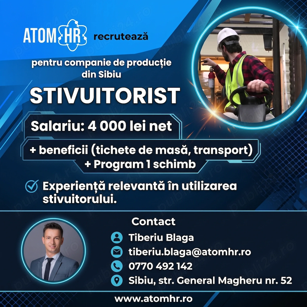 Atom HR angajează Stivuitorist!