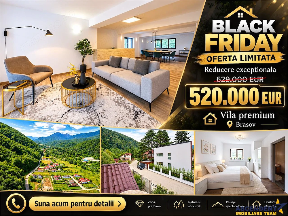 Black Friday! Resedinta exclusivista, pret exceptional, conditii privilegiate, Bunloc, Brasov ,