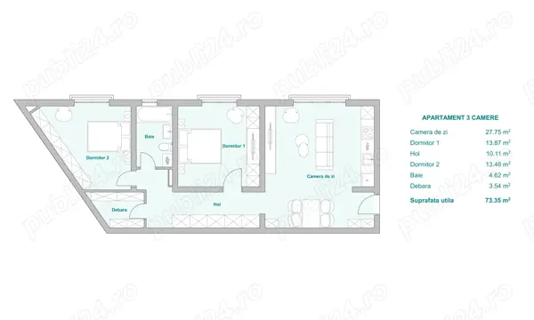 Apartament 3 camere in Timisoara in imobil nou construit — fotografia 3