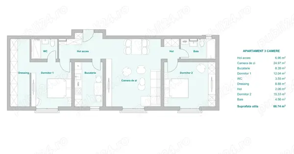 Apartament 3 camere imobil nou Timisoara — fotografia 3